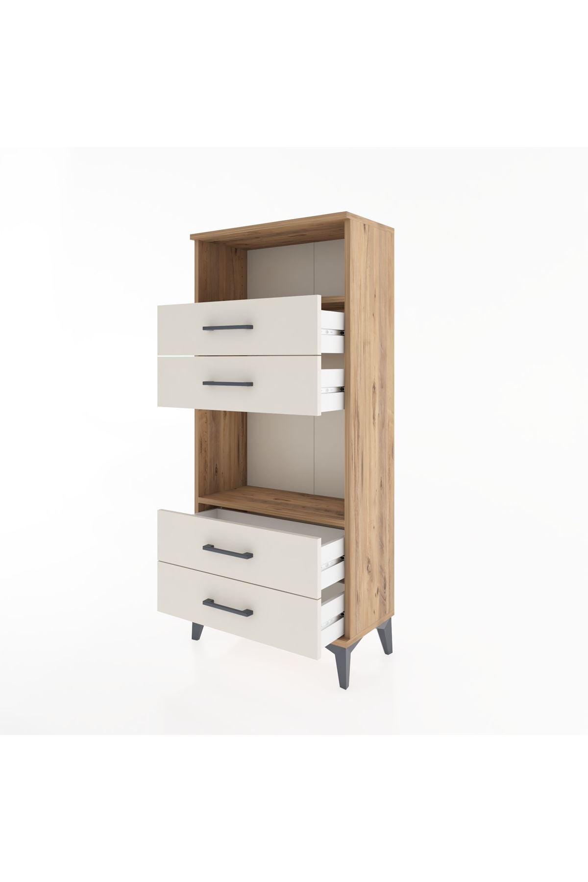 Hyperion Dolap 2 Raflı 4 Çekmeceli 60x44x134 Çam-Aytaşı