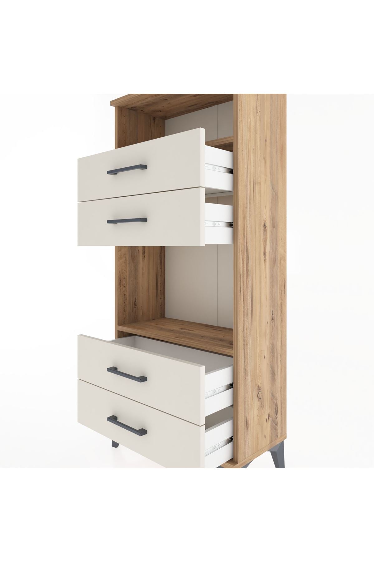 Hyperion Dolap 2 Raflı 4 Çekmeceli 60x44x134 Çam-Aytaşı