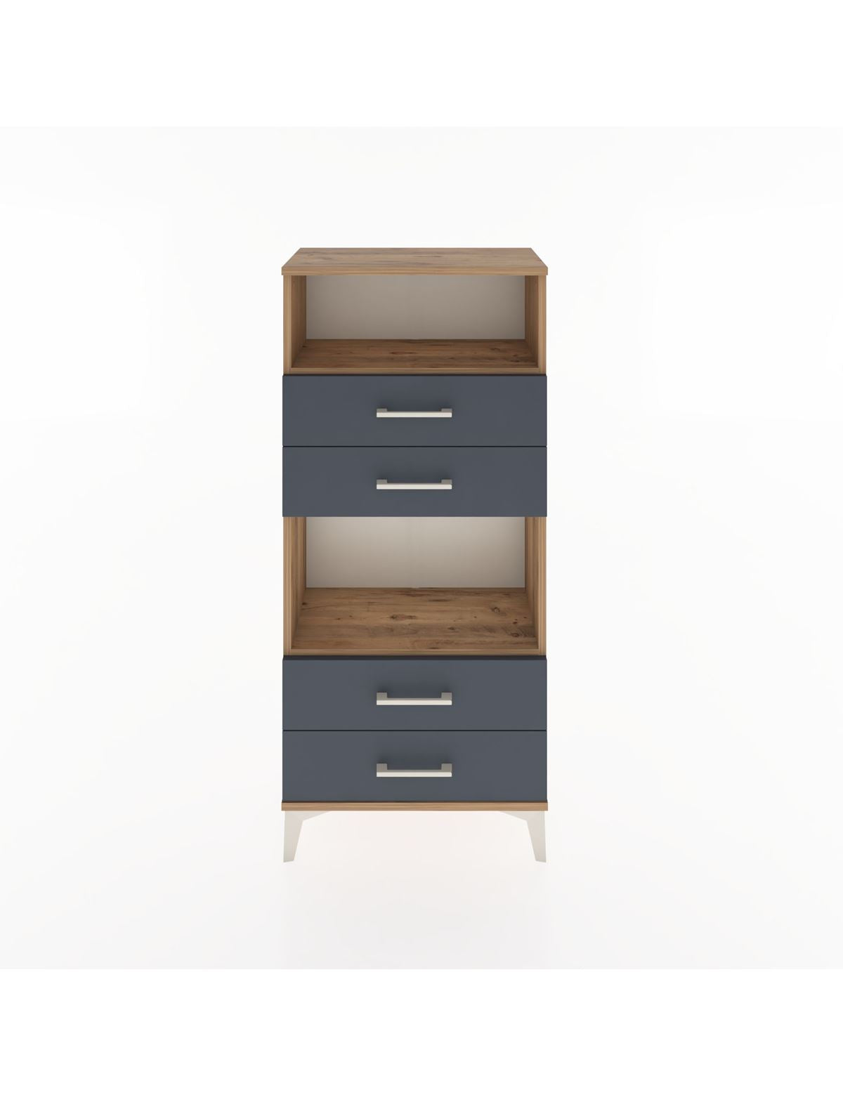 Hyperion Dolap 2 Raflı 4 Çekmeceli 60x44x134 Çam-Antrasit