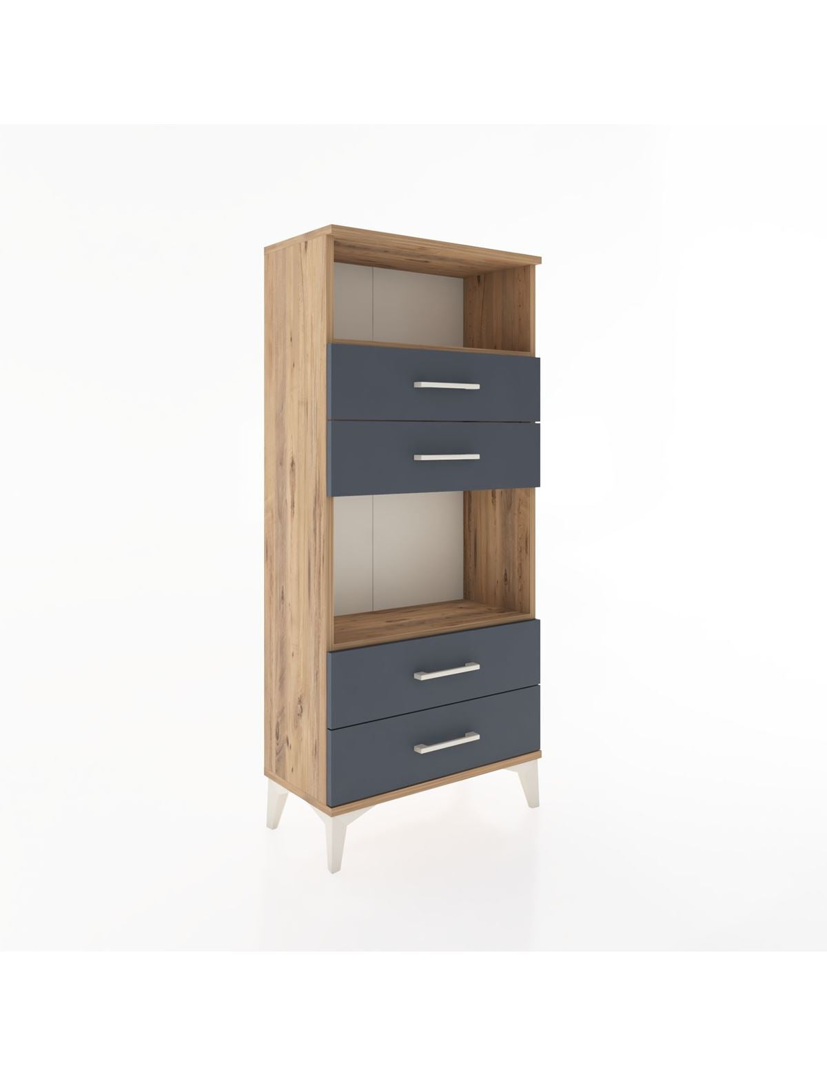 Hyperion Dolap 2 Raflı 4 Çekmeceli 60x44x134 Çam-Antrasit