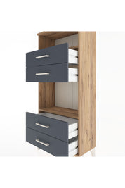 Hyperion Dolap 2 Raflı 4 Çekmeceli 60x44x134 Çam-Antrasit