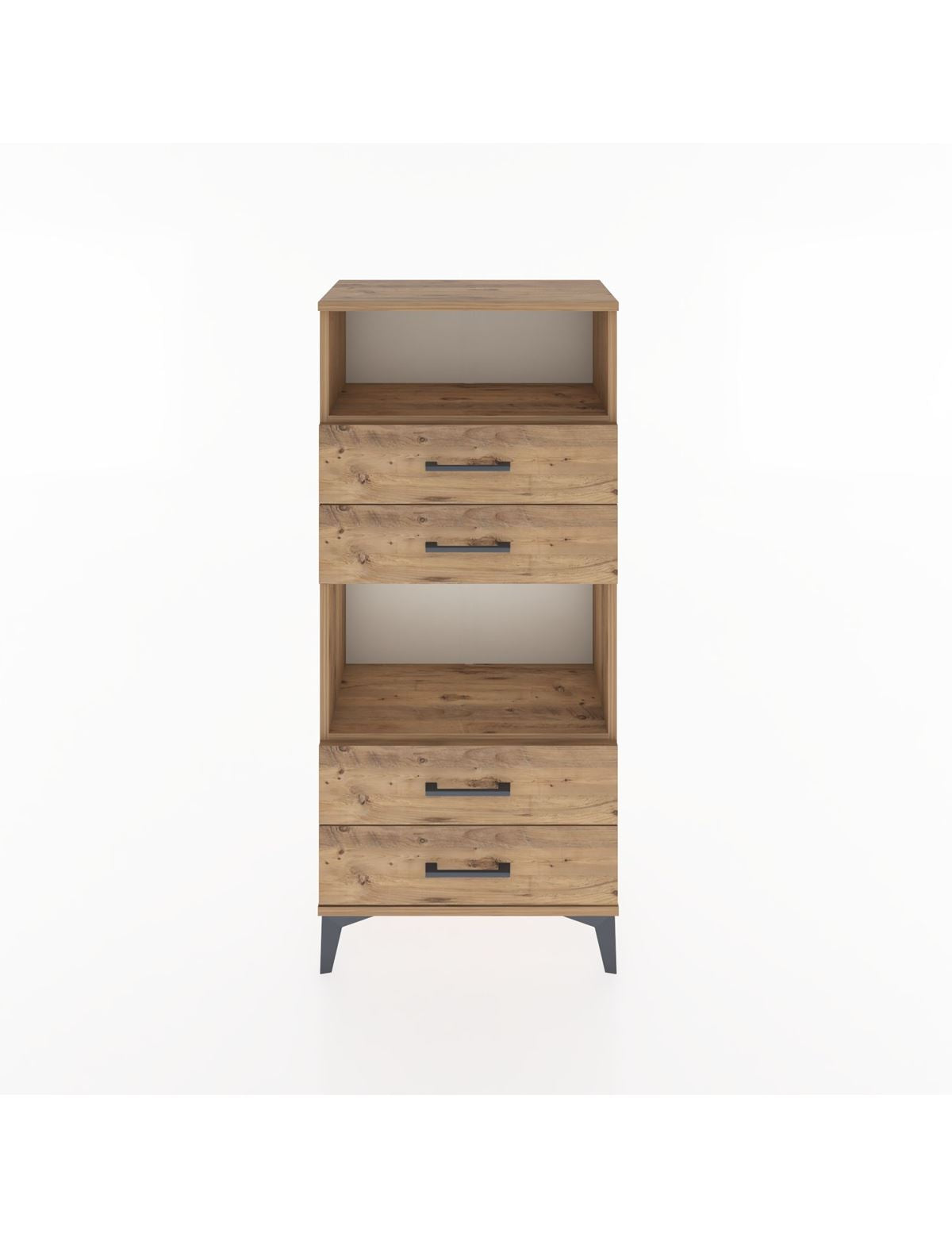 Hyperion Dolap 2 Raflı 4 Çekmeceli 60x44x134 Çam-Çam