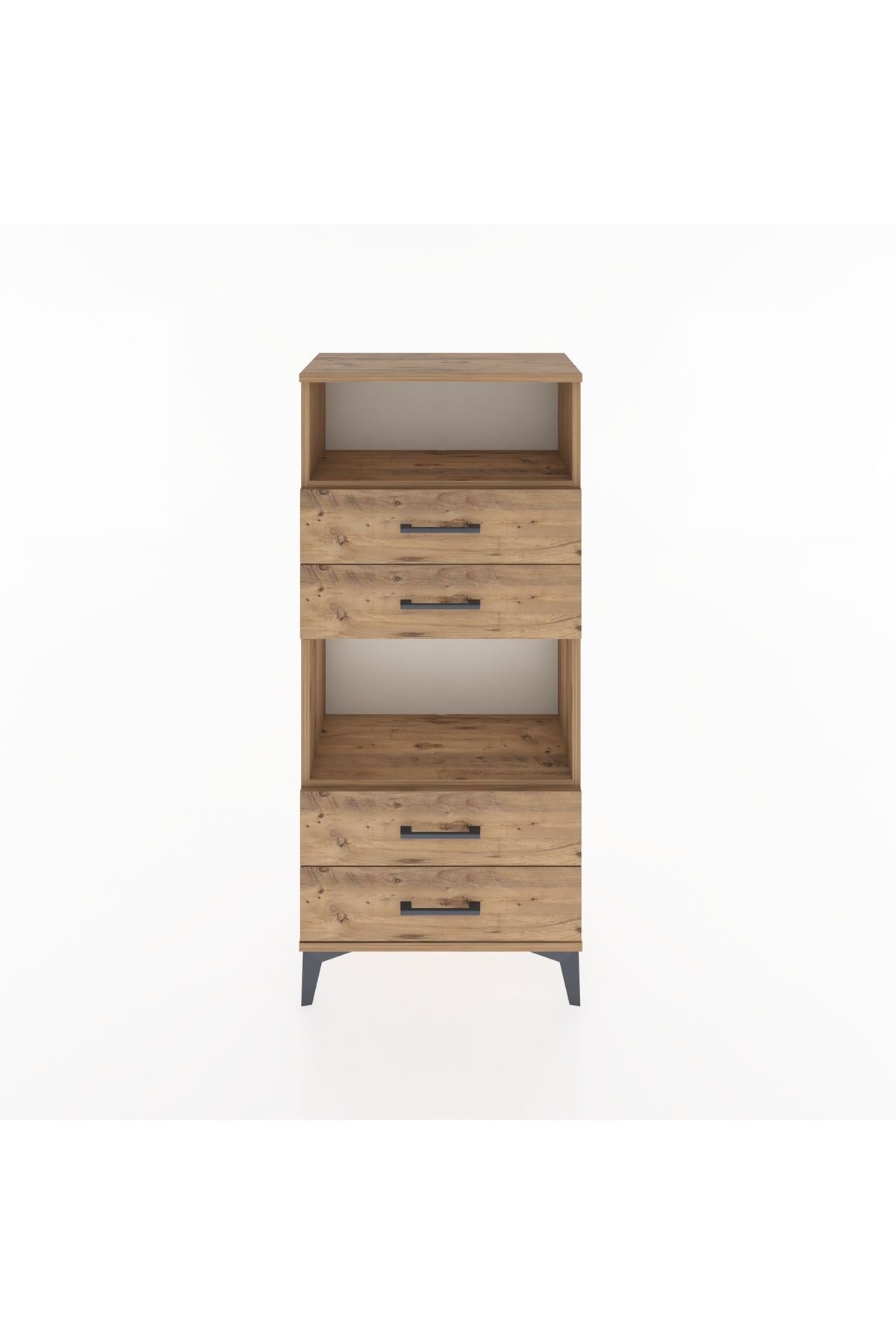 Hyperion Dolap 2 Raflı 4 Çekmeceli 60x44x134 Çam-Çam