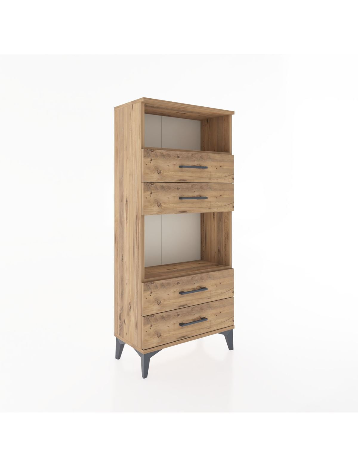 Hyperion Dolap 2 Raflı 4 Çekmeceli 60x44x134 Çam-Çam