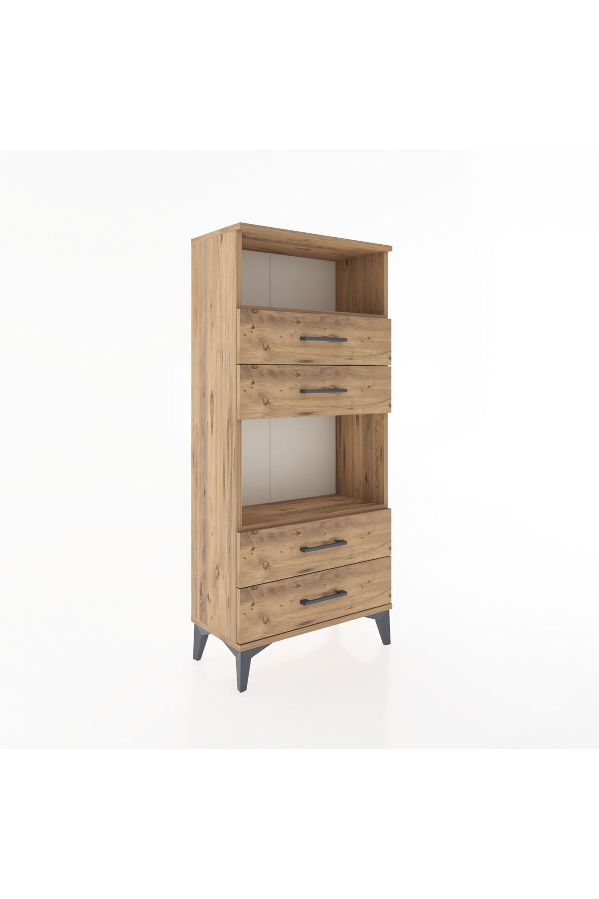 Hyperion Dolap 2 Raflı 4 Çekmeceli 60x44x134 Çam-Çam