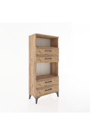 Hyperion Dolap 2 Raflı 4 Çekmeceli 60x44x134 Çam-Çam