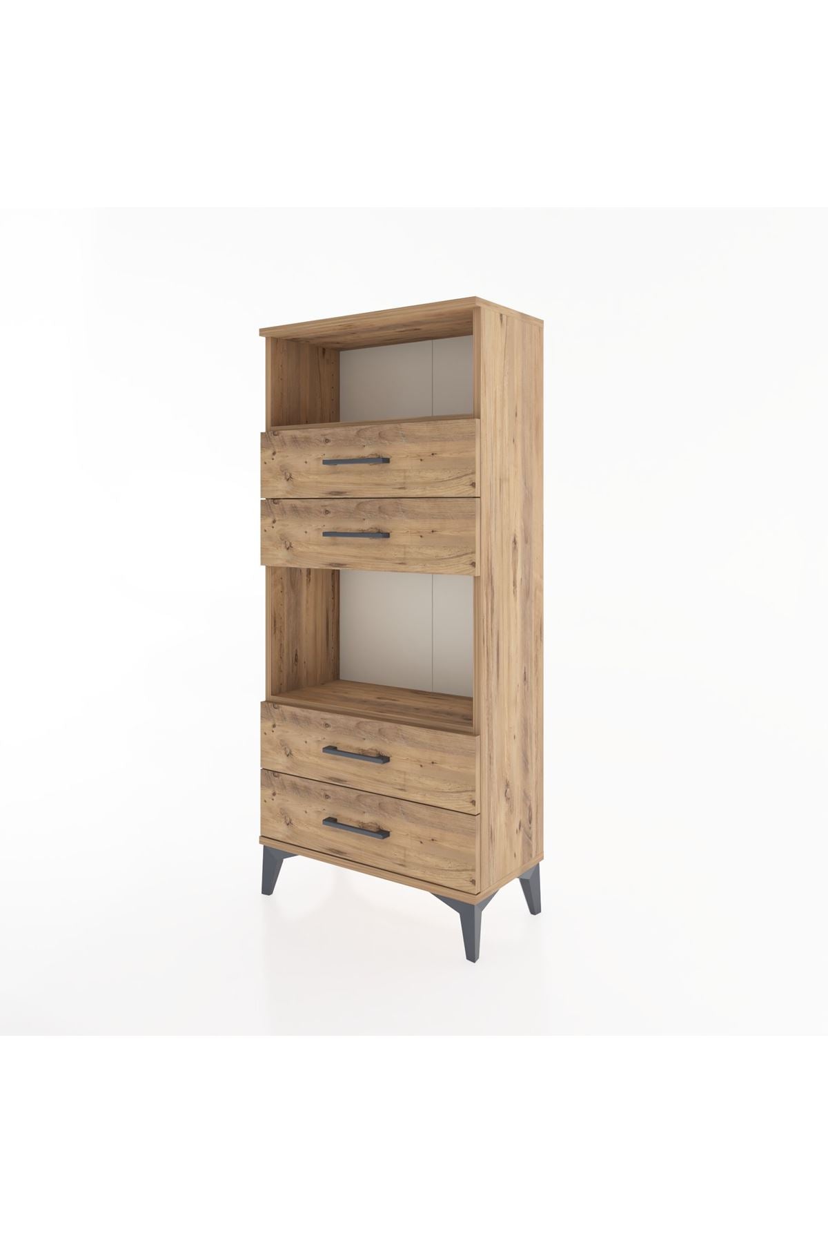 Hyperion Dolap 2 Raflı 4 Çekmeceli 60x44x134 Çam-Çam