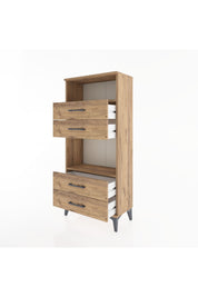 Hyperion Dolap 2 Raflı 4 Çekmeceli 60x44x134 Çam-Çam
