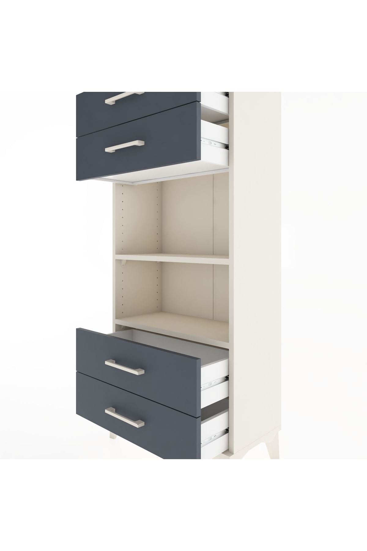 Hyperion Dolap 2 Raflı 4 Çekmeceli 60x44x134 Aytaşı-Antrasit