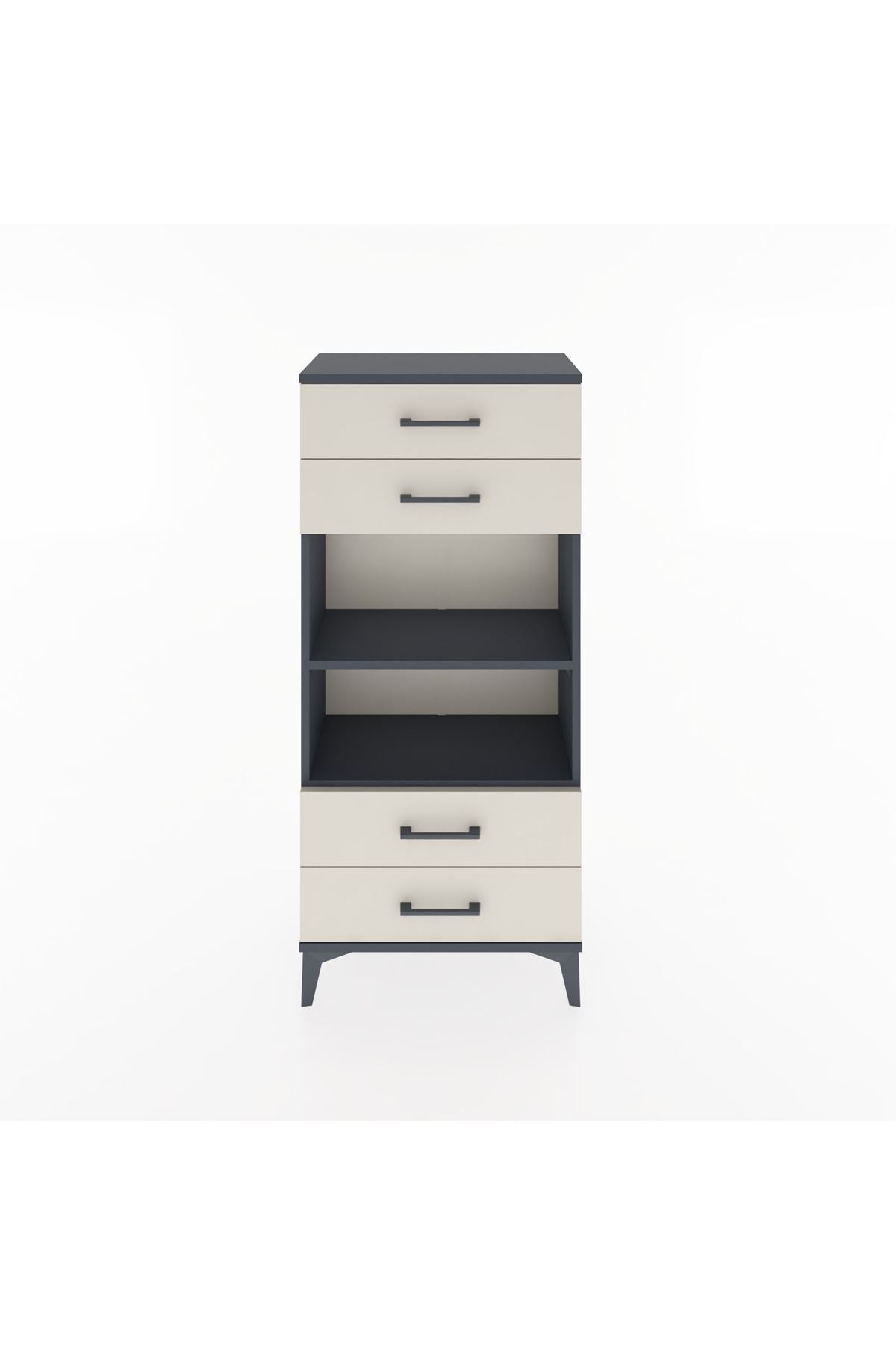 Hyperion Dolap 2 Raflı 4 Çekmeceli 60x44x134 Antrasit-Aytaşı