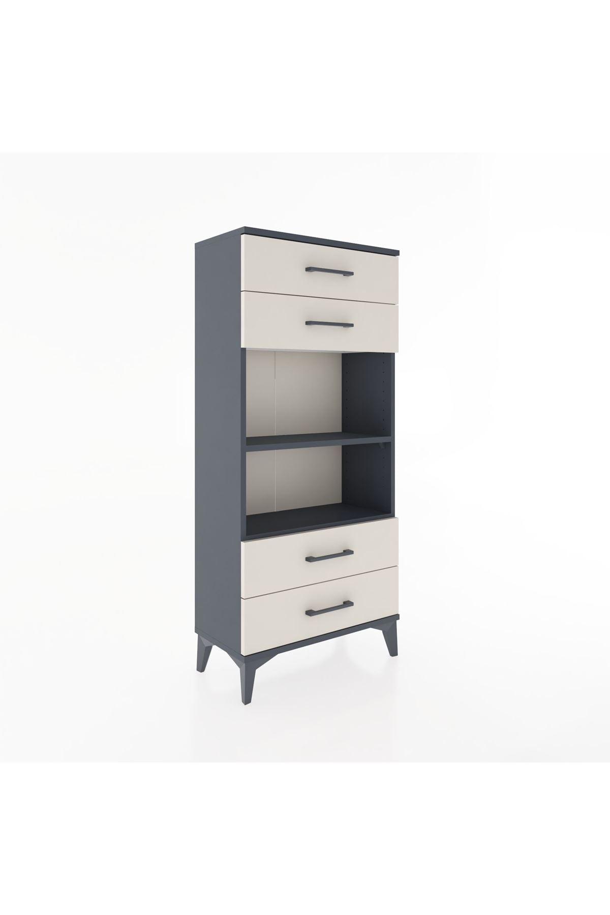 Hyperion Dolap 2 Raflı 4 Çekmeceli 60x44x134 Antrasit-Aytaşı