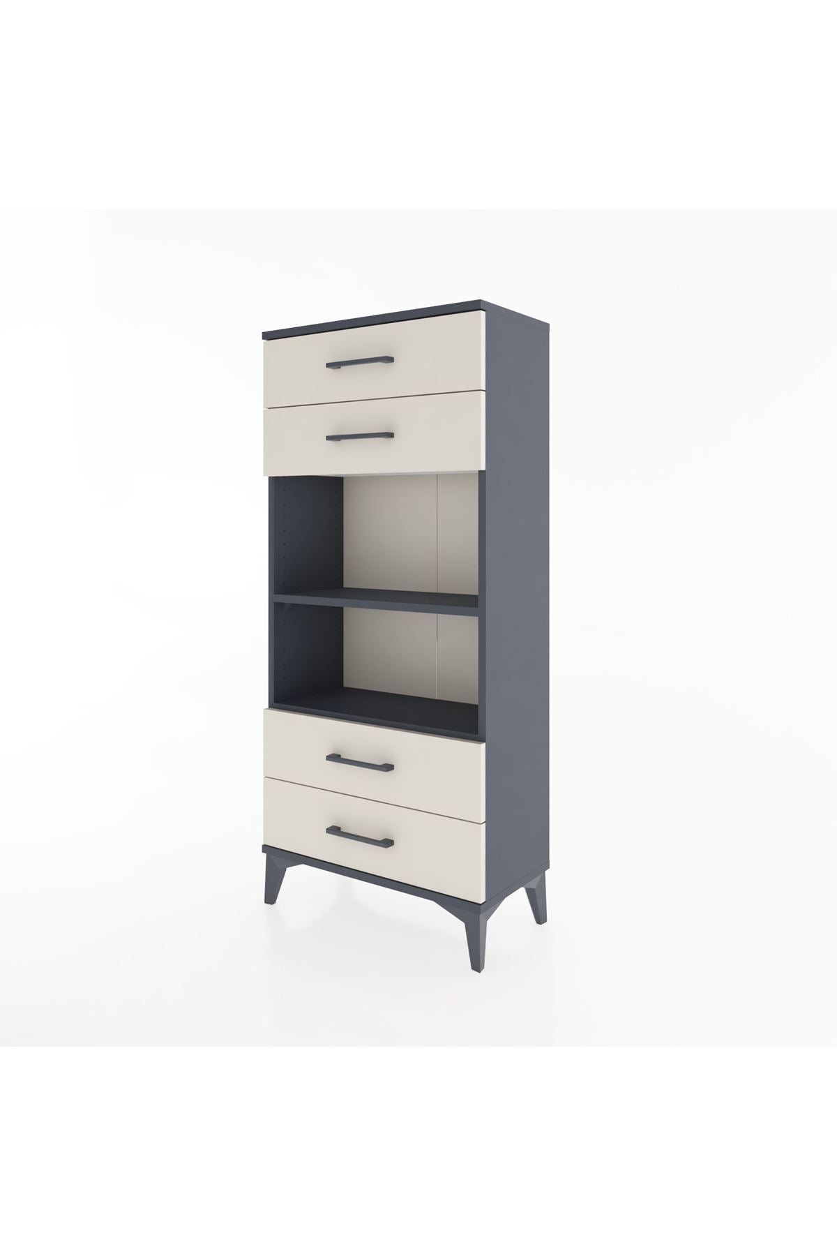 Hyperion Dolap 2 Raflı 4 Çekmeceli 60x44x134 Antrasit-Aytaşı