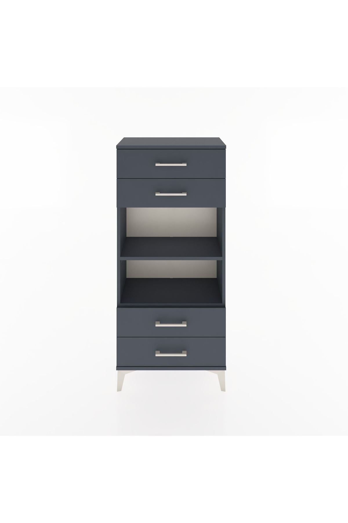 Hyperion Dolap 2 Raflı 4 Çekmeceli 60x44x134 Antrasit-Antrasit