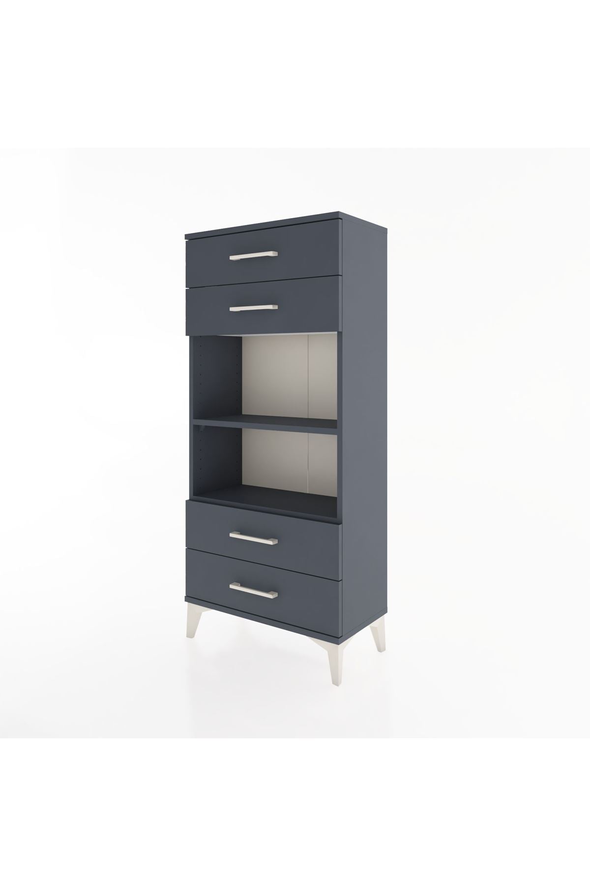 Hyperion Dolap 2 Raflı 4 Çekmeceli 60x44x134 Antrasit-Antrasit