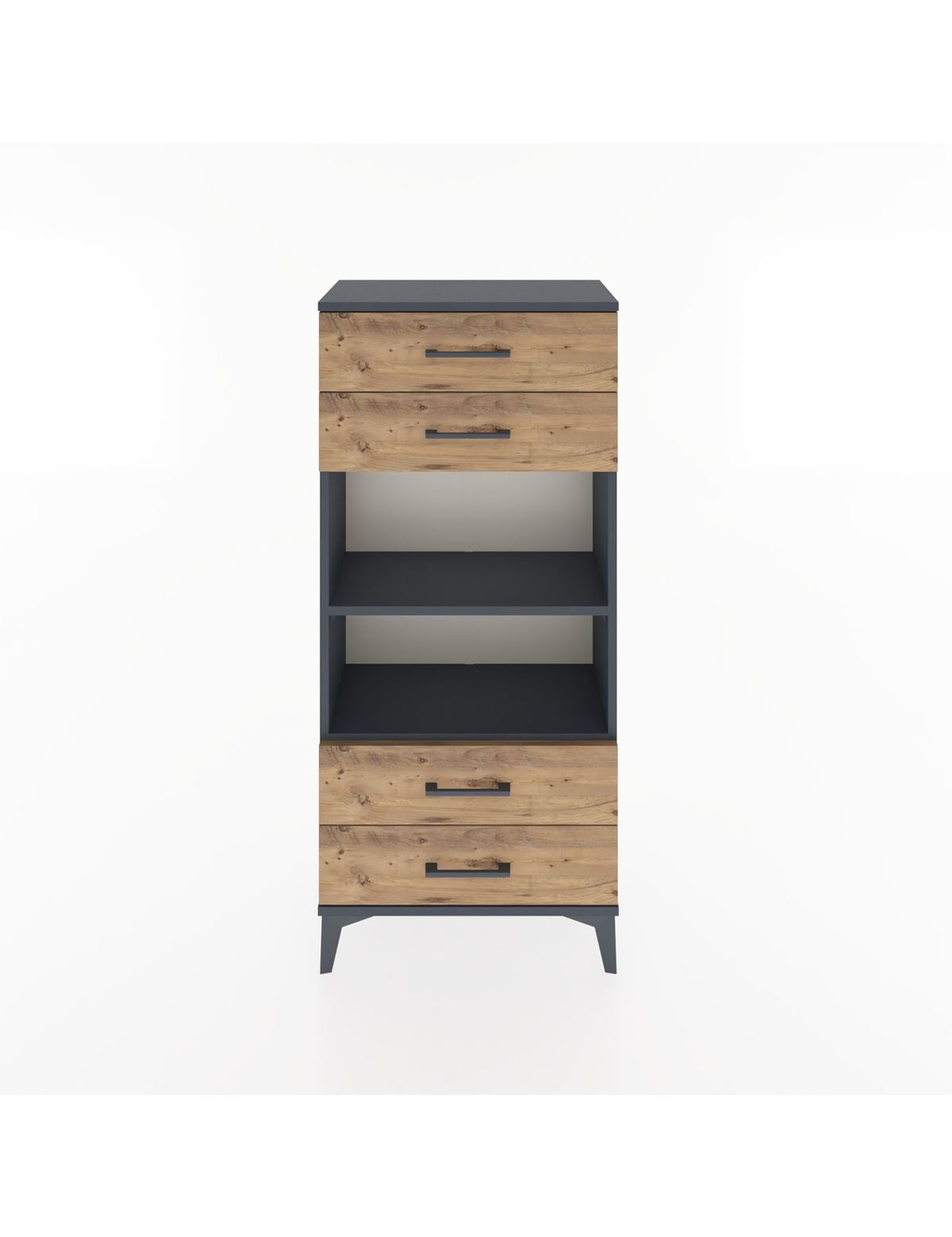 Hyperion Dolap 2 Raflı 4 Çekmeceli 60x44x134 Antrasit-Çam