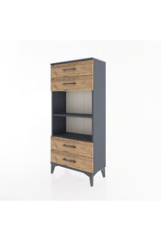 Hyperion Dolap 2 Raflı 4 Çekmeceli 60x44x134 Antrasit-Çam