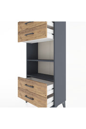 Hyperion Dolap 2 Raflı 4 Çekmeceli 60x44x134 Antrasit-Çam