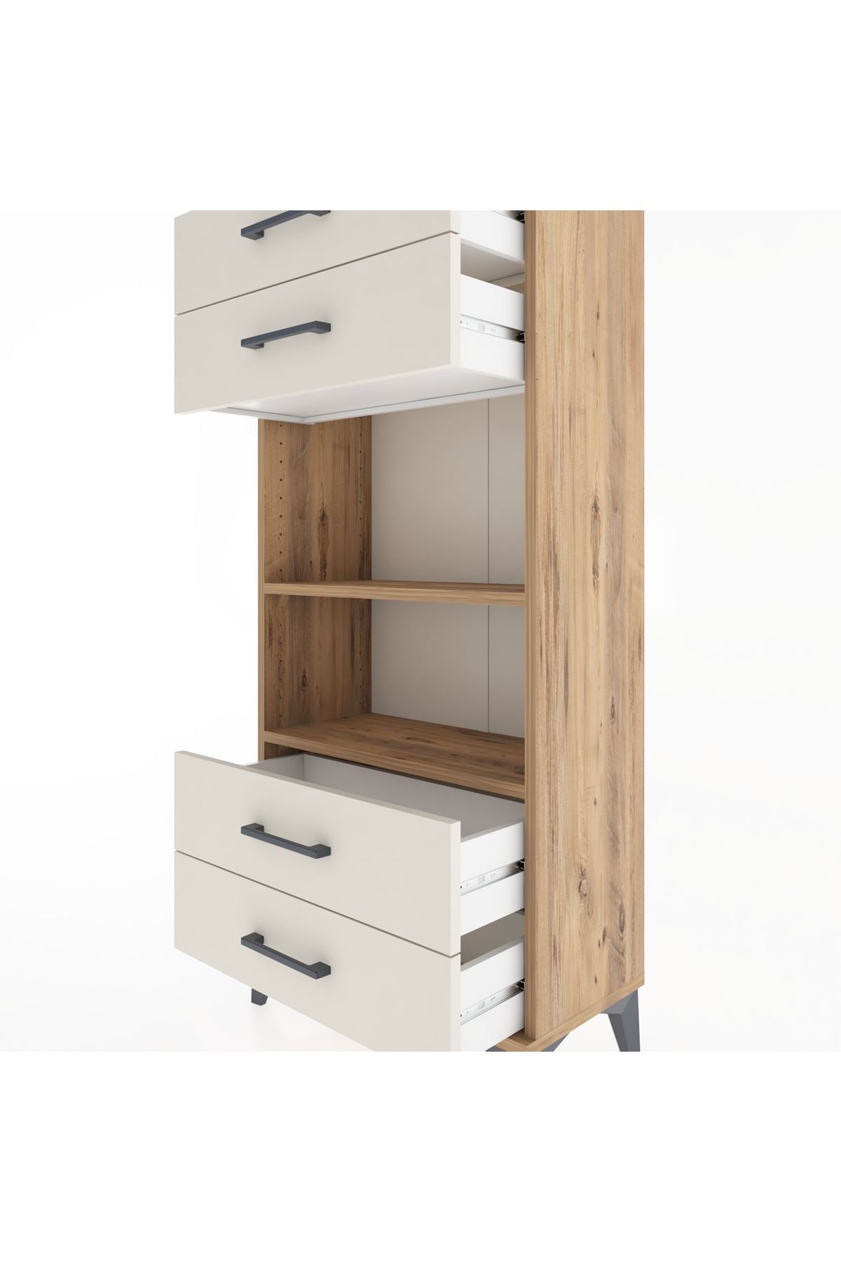 Hyperion Dolap 2 Raflı 4 Çekmeceli 60x44x134 Çam-Aytaşı