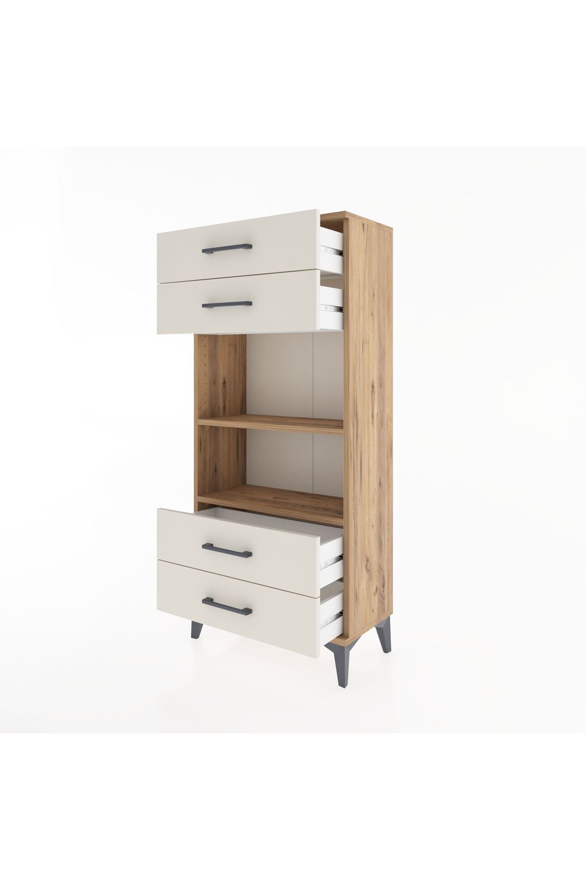 Hyperion Dolap 2 Raflı 4 Çekmeceli 60x44x134 Çam-Aytaşı