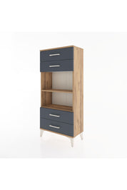 Hyperion Dolap 2 Raflı 4 Çekmeceli 60x44x134 Çam-Antrasit