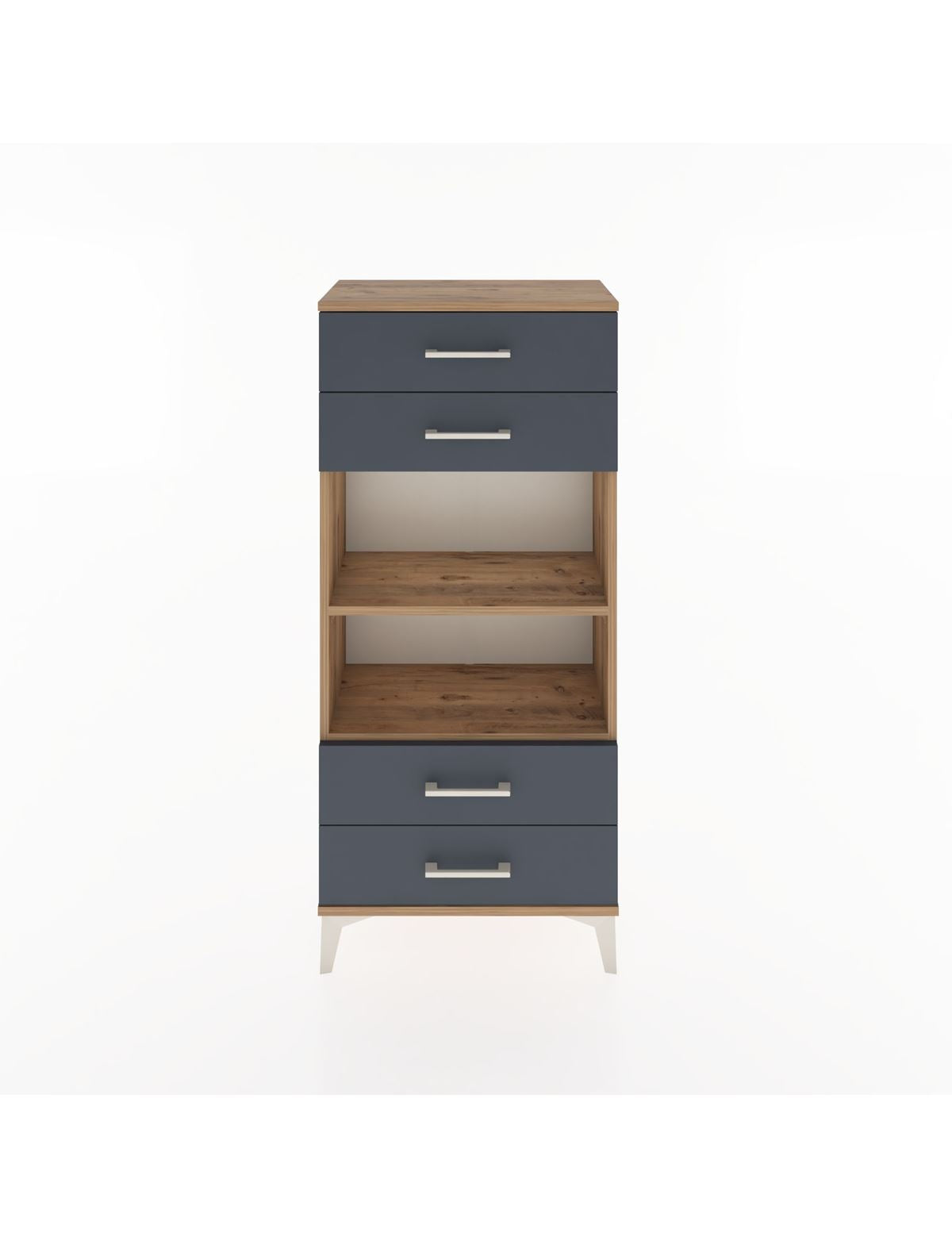 Hyperion Dolap 2 Raflı 4 Çekmeceli 60x44x134 Çam-Antrasit