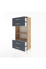 Hyperion Dolap 2 Raflı 4 Çekmeceli 60x44x134 Çam-Antrasit