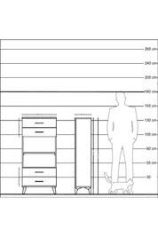 Hyperion Dolap 2 Raflı 4 Çekmeceli 60x44x134 Çam-Antrasit