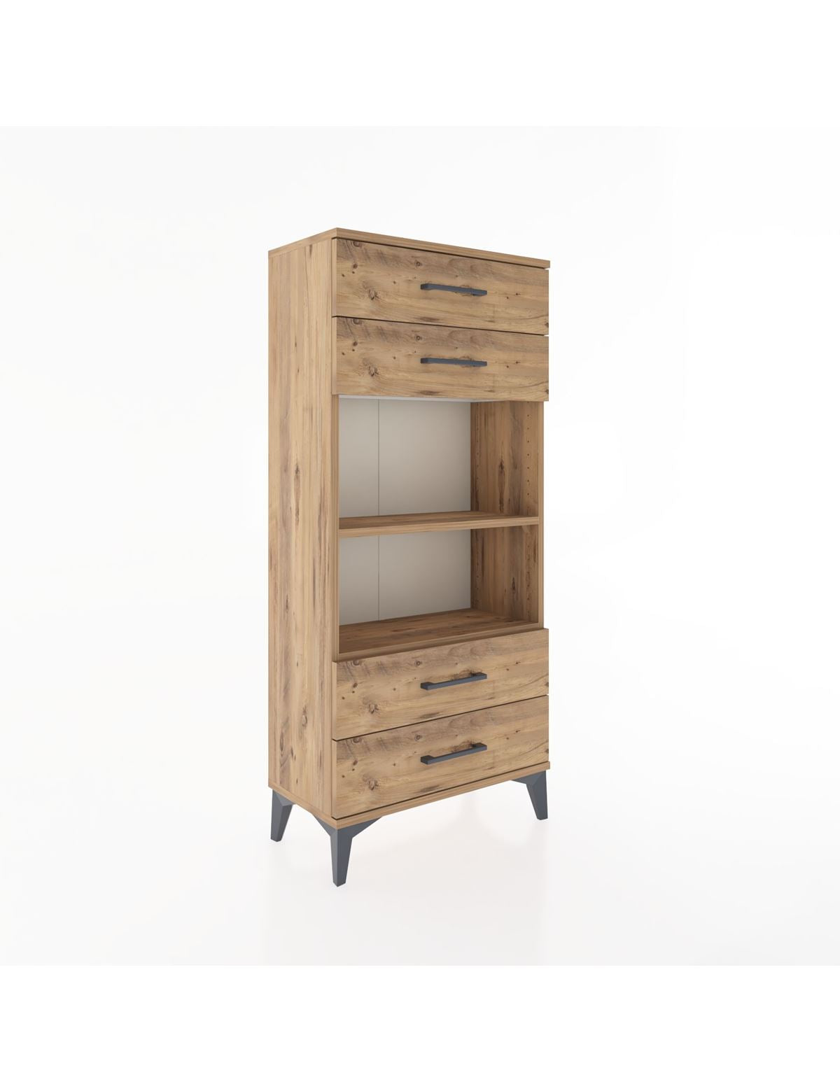 Hyperion Dolap 2 Raflı 4 Çekmeceli 60x44x134 Çam-Çam