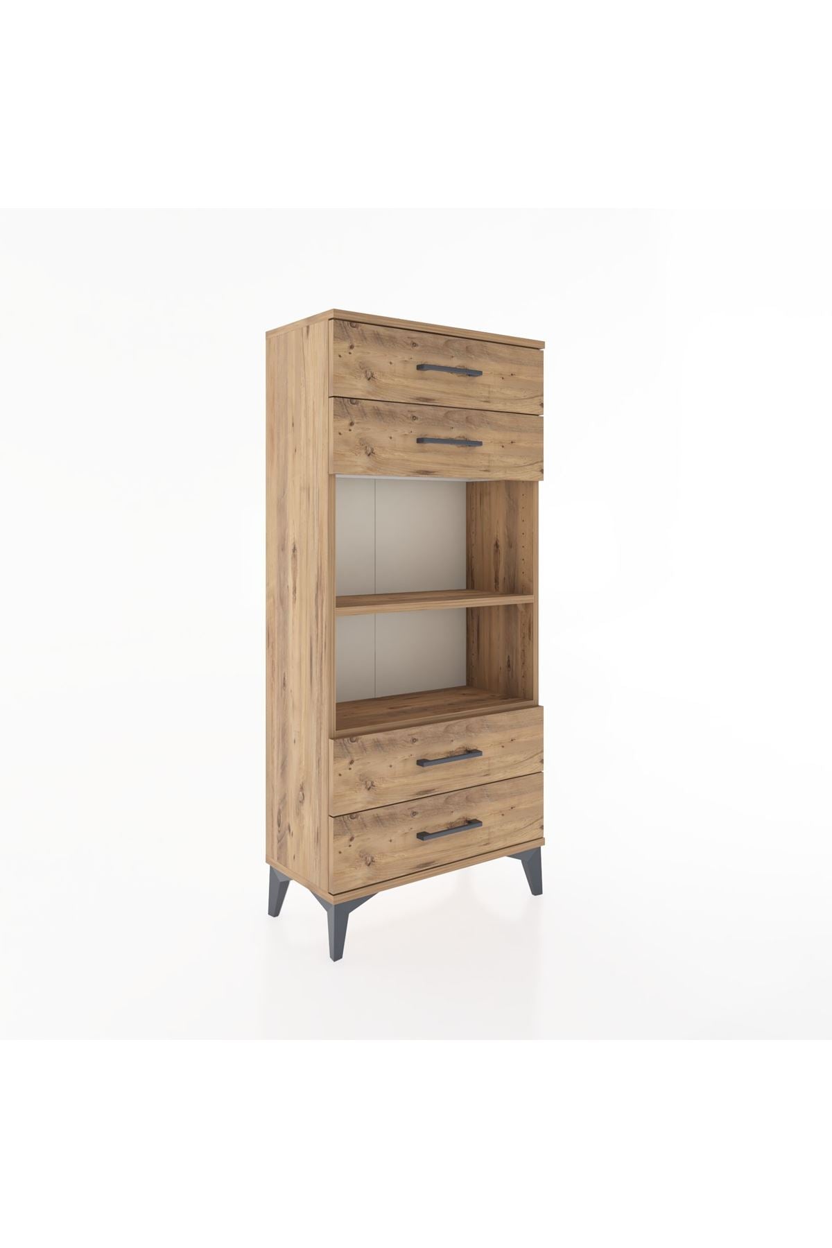 Hyperion Dolap 2 Raflı 4 Çekmeceli 60x44x134 Çam-Çam