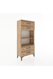Hyperion Dolap 2 Raflı 4 Çekmeceli 60x44x134 Çam-Çam