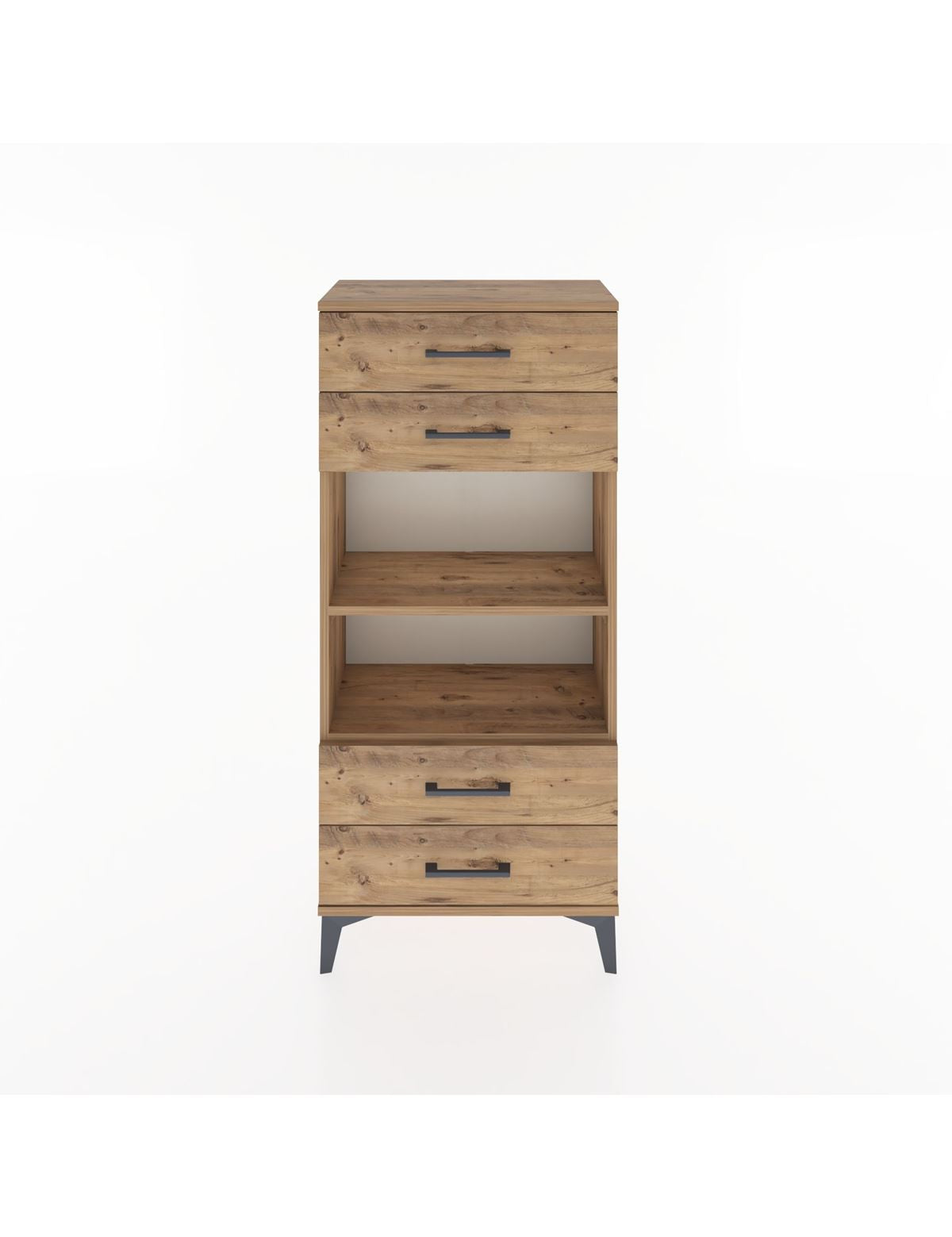 Hyperion Dolap 2 Raflı 4 Çekmeceli 60x44x134 Çam-Çam