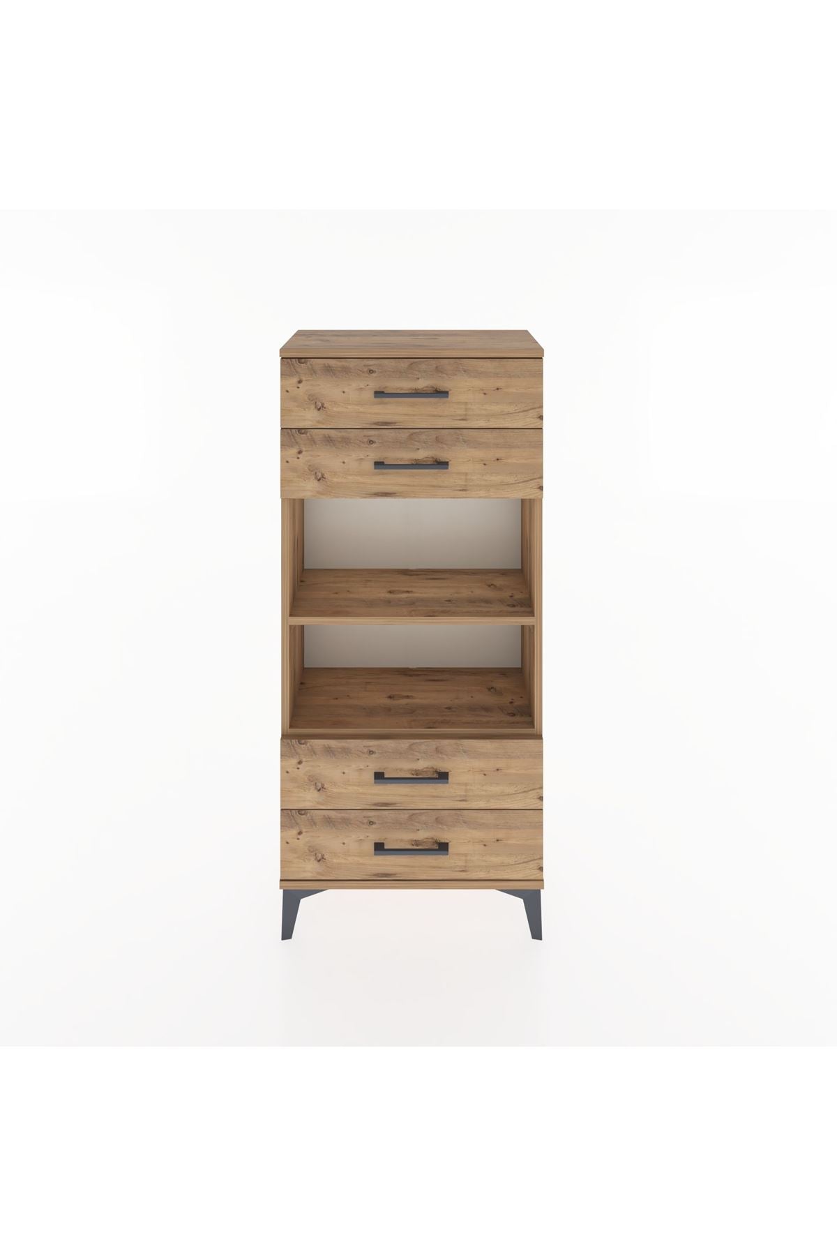 Hyperion Dolap 2 Raflı 4 Çekmeceli 60x44x134 Çam-Çam