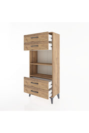 Hyperion Dolap 2 Raflı 4 Çekmeceli 60x44x134 Çam-Çam
