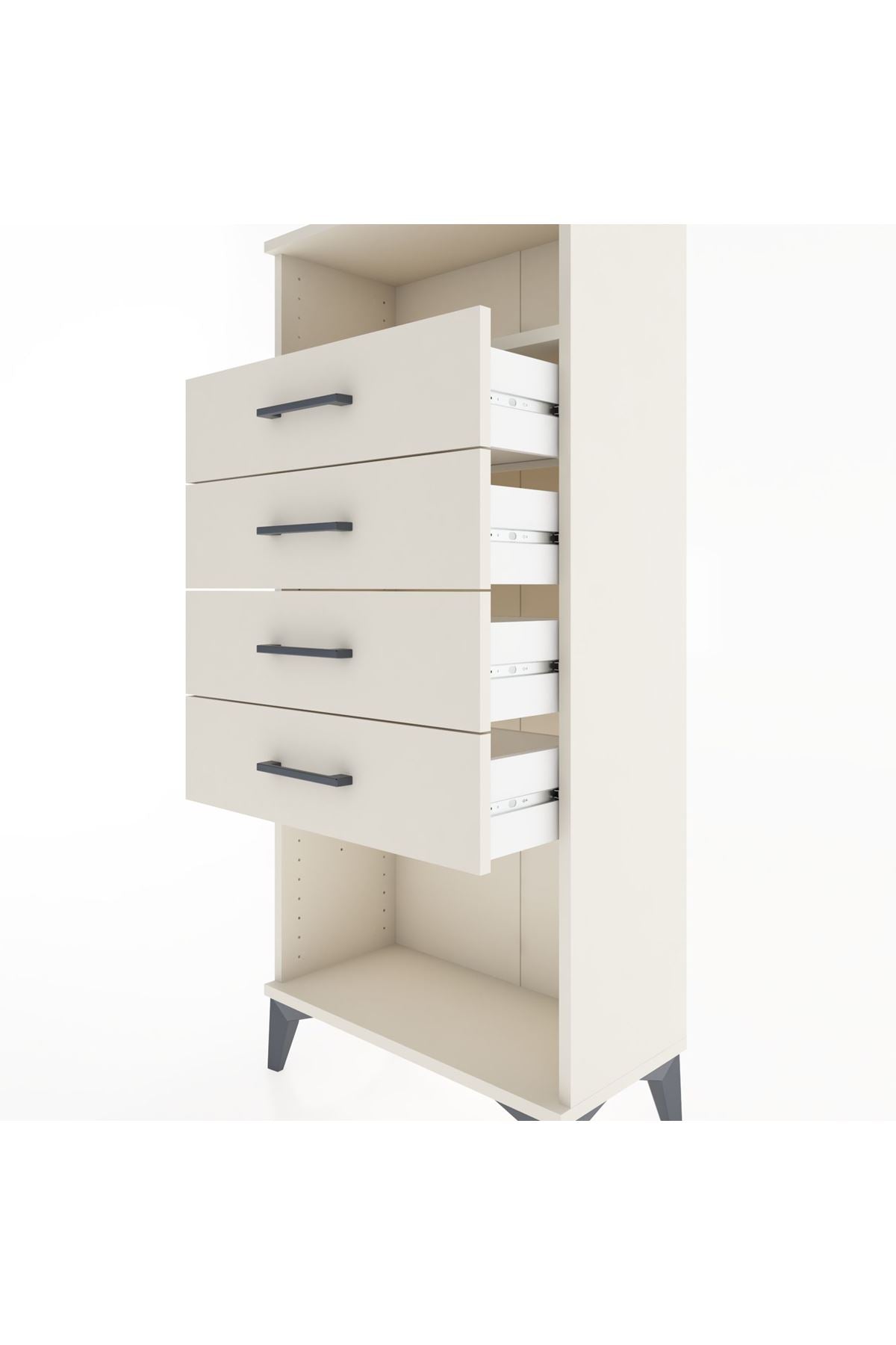 Hyperion Dolap Tek Raflı 4 Çekmeceli 60x44x134 - S50M056V1B
