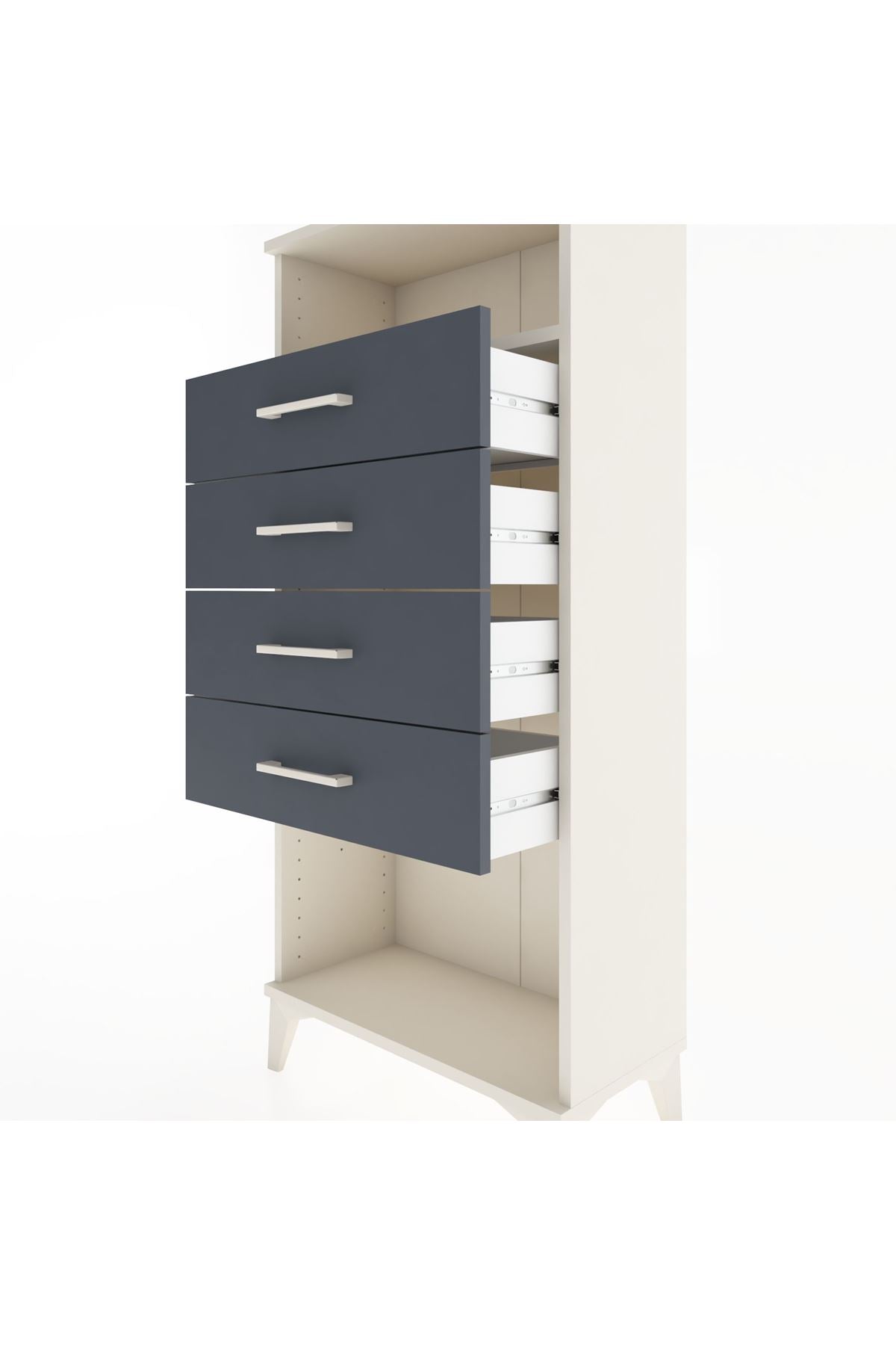 Hyperion Dolap Tek Raflı 4 Çekmeceli 60x44x134 - S50M056V2B