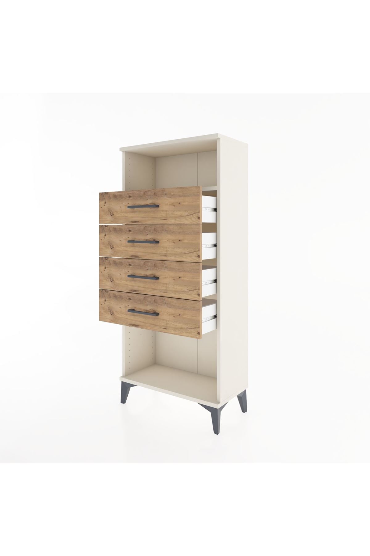 Hyperion Dolap Tek Raflı 4 Çekmeceli 60x44x134 - S50M056V3B