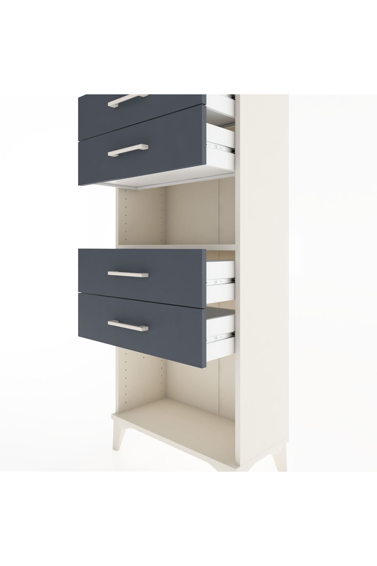 Hyperion Dolap Tek Raflı 4 Çekmeceli 60x44x134 - S50M057V2B