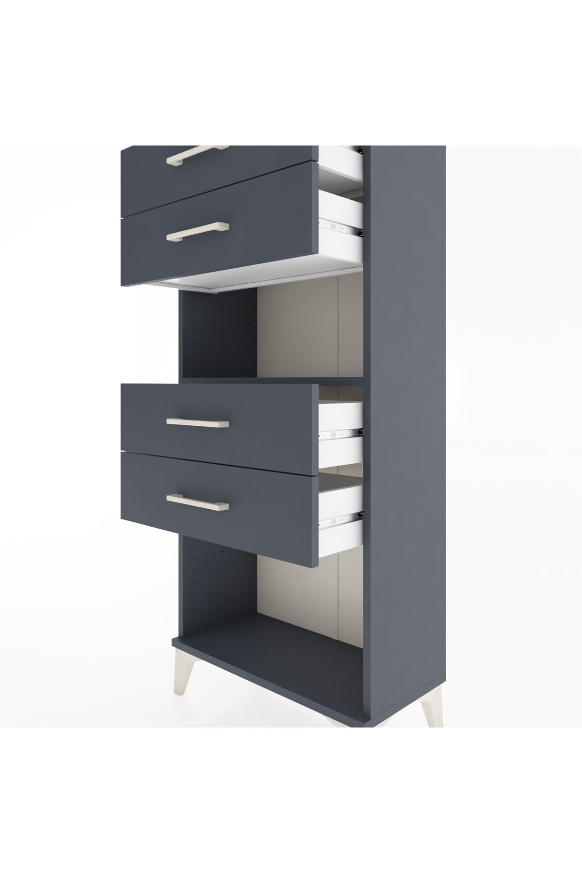 Hyperion Dolap Tek Raflı 4 Çekmeceli 60x44x134 - S50M057V5B