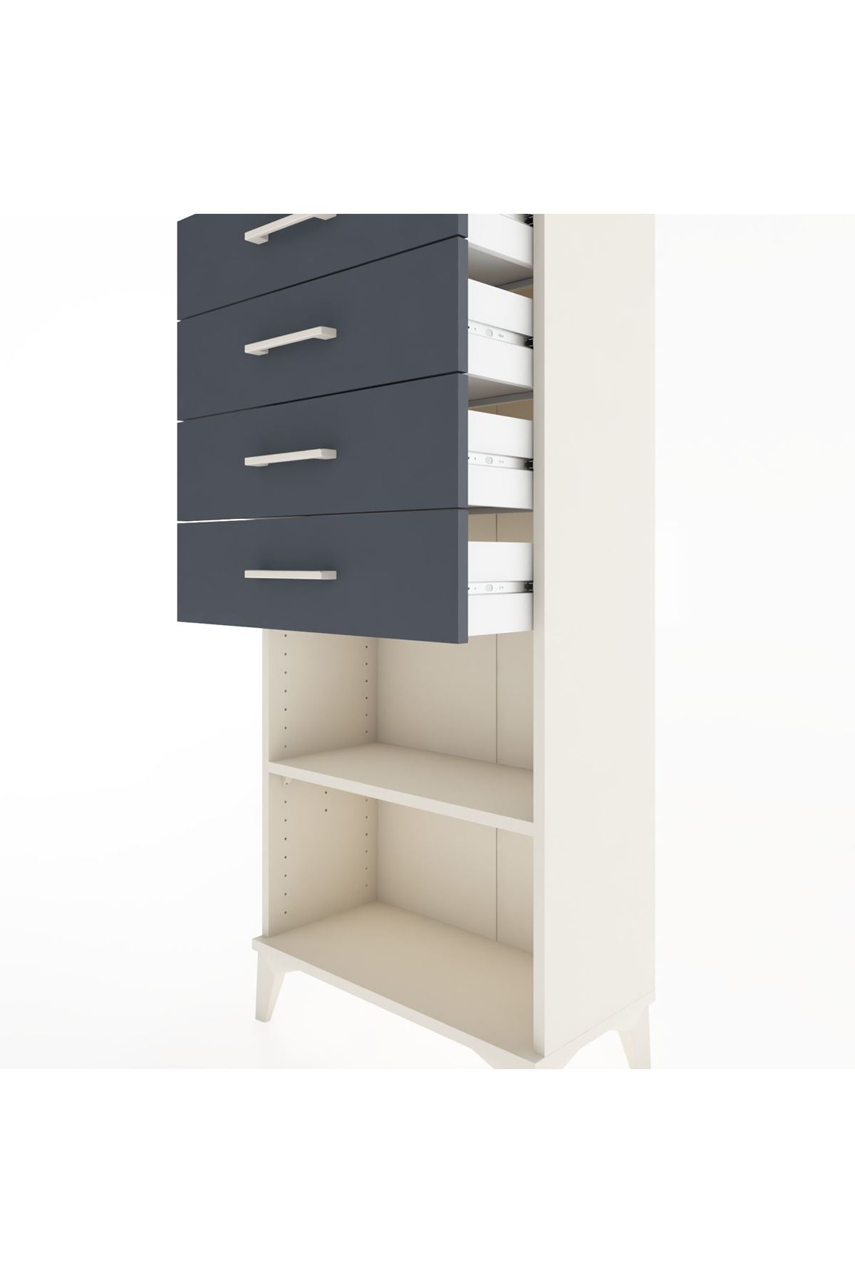 Hyperion Dolap Tek Raflı 4 Çekmeceli 60x44x134 - S50M058V2B