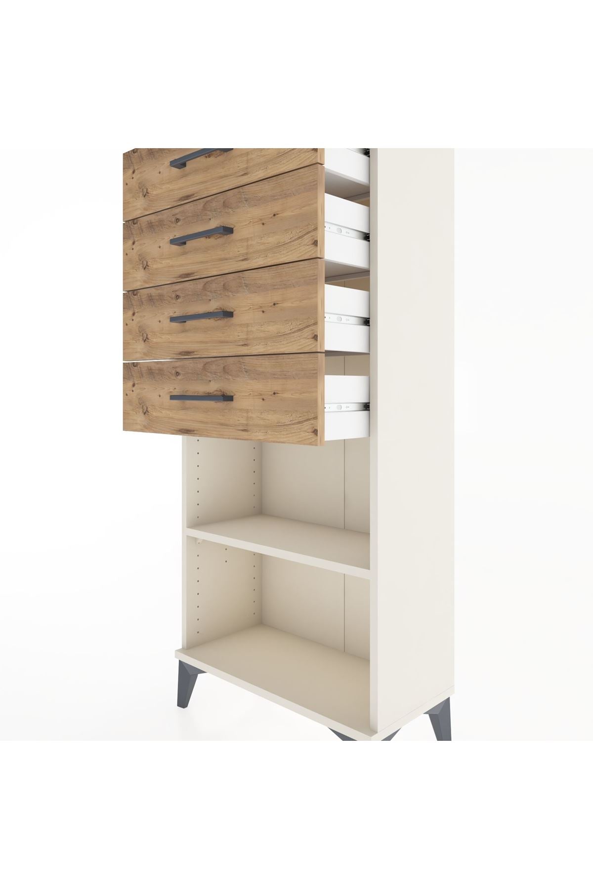 Hyperion Dolap Tek Raflı 4 Çekmeceli 60x44x134 - S50M058V3B