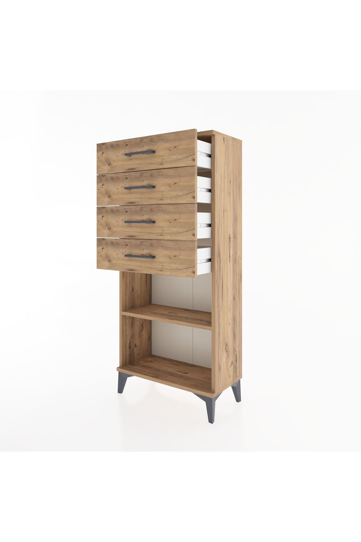 Hyperion Dolap Tek Raflı 4 Çekmeceli 60x44x134 - S50M058V9B