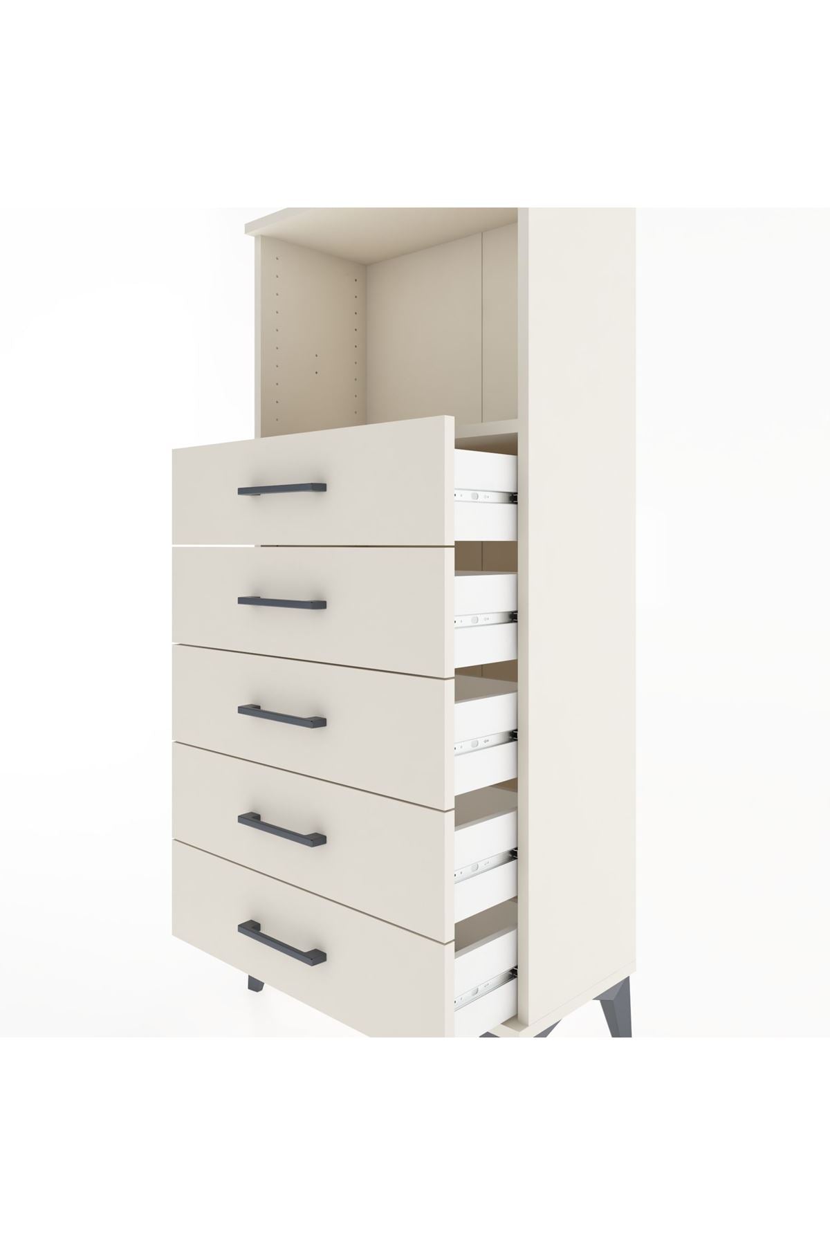 Hyperion Dolap Tek Raflı 5 Çekmeceli 60x44x134 - S50M059V1B