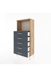 Hyperion Dolap Tek Raflı 5 Çekmeceli 60x44x134 - S50M059V8B