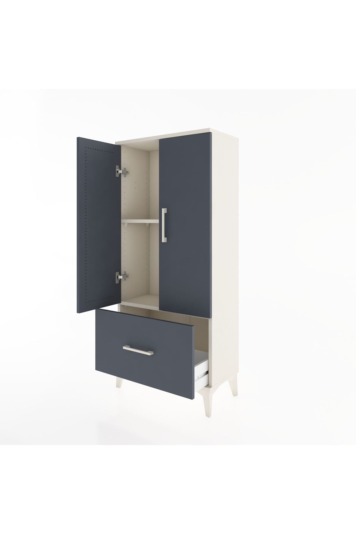 Hyperion Dolap 2 Raflı Tek Çekmeceli 2 Kapaklı 60x44x134 Aytaşı-Antrasit