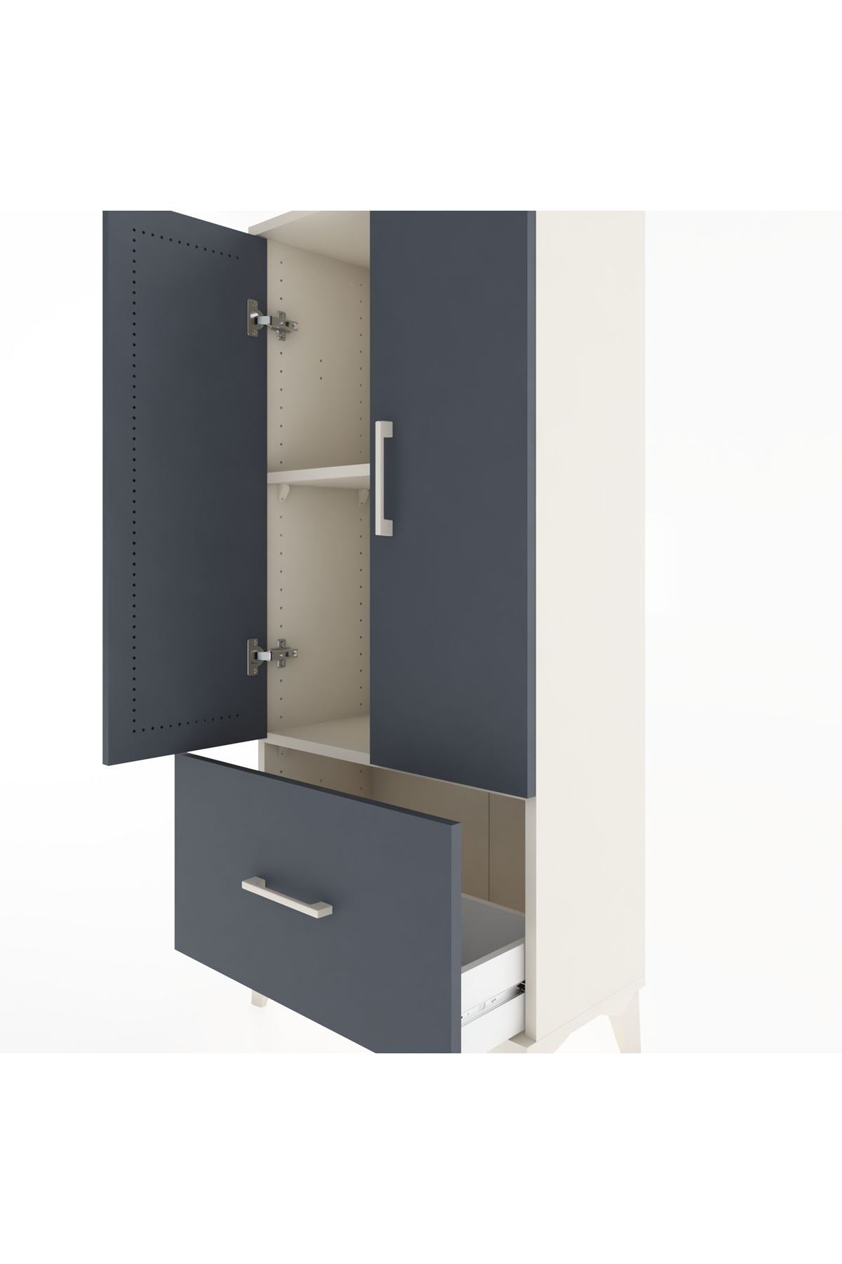 Hyperion Dolap 2 Raflı Tek Çekmeceli 2 Kapaklı 60x44x134 Aytaşı-Antrasit