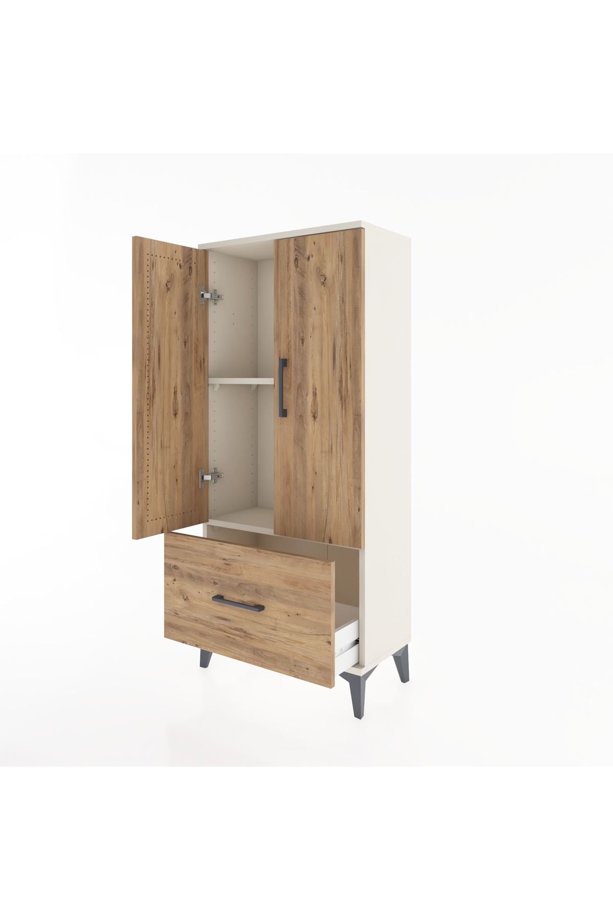 Hyperion Dolap 2 Raflı Tek Çekmeceli 2 Kapaklı 60x44x134 Aytaşı-Çam