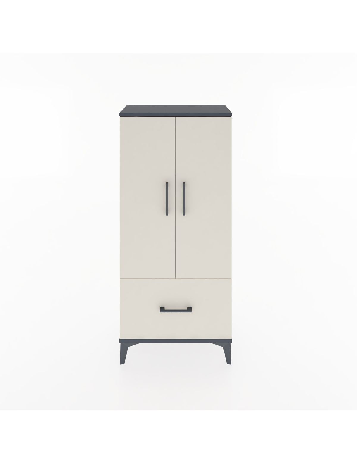 Hyperion Dolap 2 Raflı Tek Çekmeceli 2 Kapaklı 60x44x134 Antrasit-Aytaşı