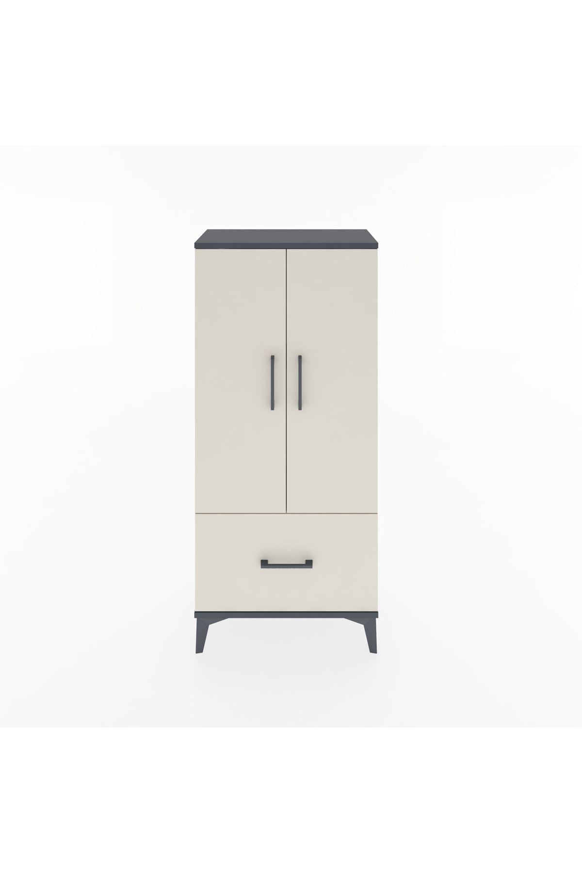 Hyperion Dolap 2 Raflı Tek Çekmeceli 2 Kapaklı 60x44x134 Antrasit-Aytaşı