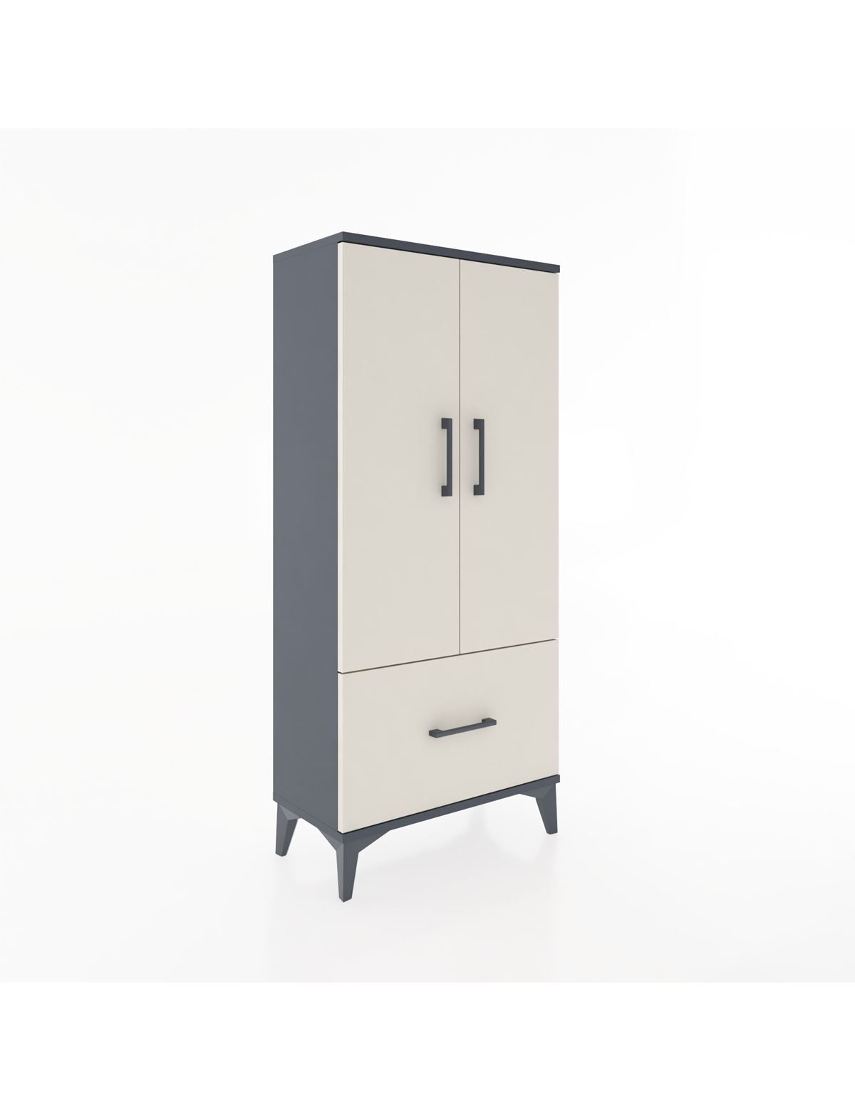 Hyperion Dolap 2 Raflı Tek Çekmeceli 2 Kapaklı 60x44x134 Antrasit-Aytaşı