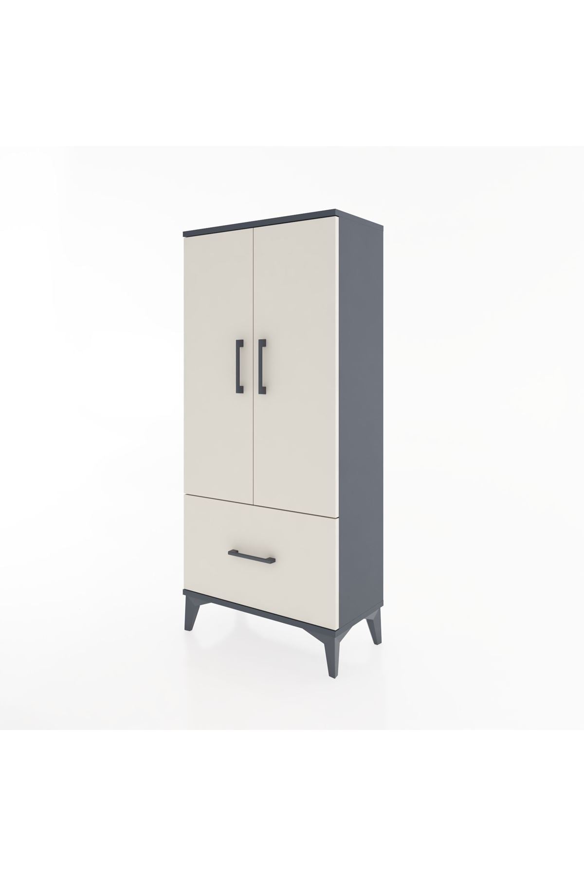 Hyperion Dolap 2 Raflı Tek Çekmeceli 2 Kapaklı 60x44x134 Antrasit-Aytaşı